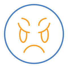 Scowl Blue And Orange Line Icon