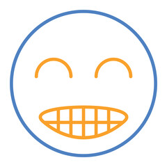 Grinning Blue And Orange Line Icon