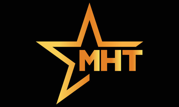 MHT golden luxury star icon three letter logo design vector template. royal logo | luxury logo | jewelry logo | premium logo | iconic logo | Victoria logo |