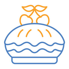 Cherry Pie Blue And Orange Line Icon