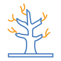 Dry Tree Blue And Orange Line Icon