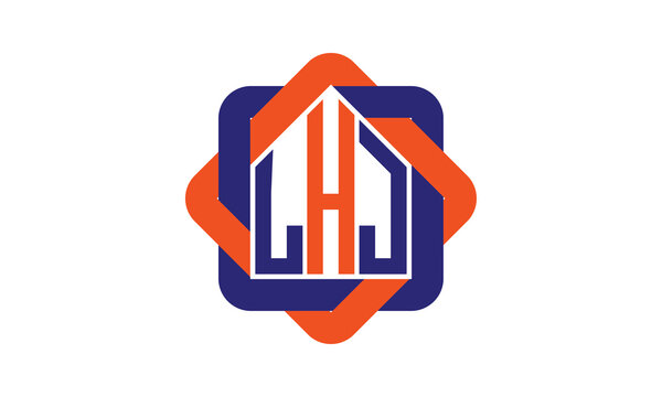 LHJ three letter real estate logo with home icon logo design vector template | construction logo | housing logo | engineering logo | initial letter logo | minimalist logo | property logo |