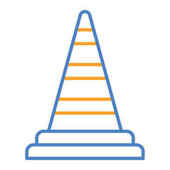 Traffic Cone Blue And Orange Line Icon