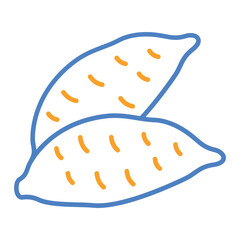 Sweet Potato Blue And Orange Line Icon