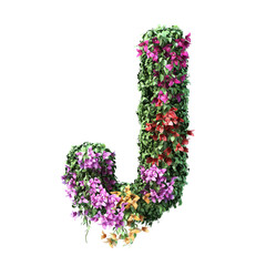 3d rendering of Bougainvillea alphabet