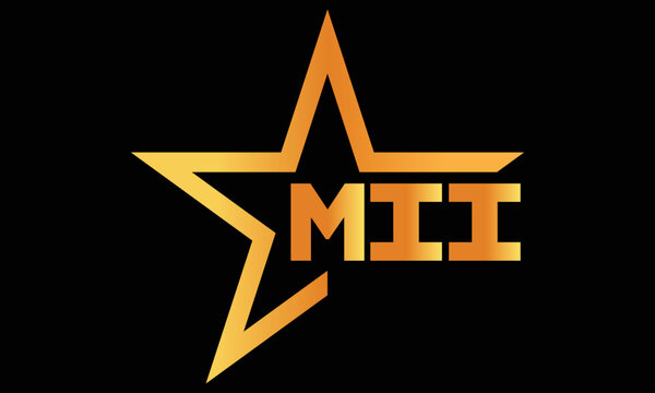 MII golden luxury star icon three letter logo design vector template. royal logo | luxury logo | jewelry logo | premium logo | iconic logo | Victoria logo |