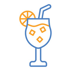 Cocktail Blue And Orange Line Icon