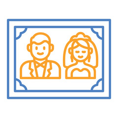 Wedding Photos Blue And Orange Line Icon