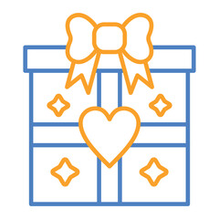 Gift Box Blue And Orange Line Icon
