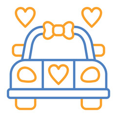 Naklejka premium Wedding Car Blue And Orange Line Icon
