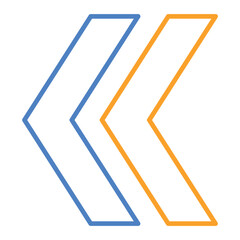 Left Chevron Blue And Orange Line Icon