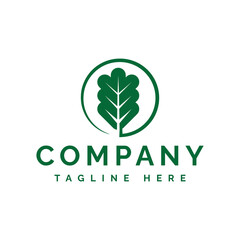 oak leaf on circle logo design