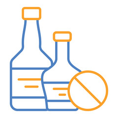 No Alcohol Blue And Orange Line Icon