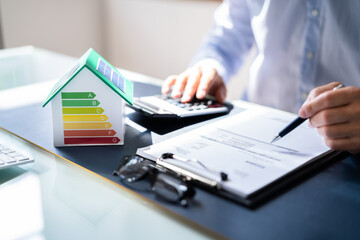 House Energy Audit. Efficient Consumption Invoice - obrazy, fototapety, plakaty
