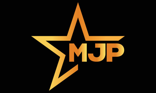 MJP golden luxury star icon three letter logo design vector template. royal logo | luxury logo | jewelry logo | premium logo | iconic logo | Victoria logo |