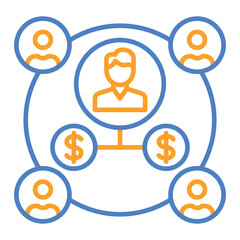 Affiliate Marketing Blue And Orange Line Icon