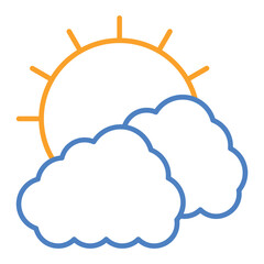 Clouds And Sun Blue And Orange Line Icon