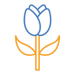 Tulip Blue And Orange Line Icon