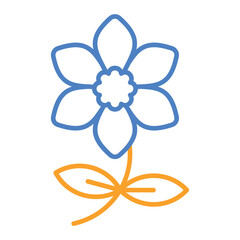 Daffodil Blue And Orange Line Icon