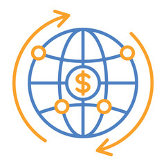 Worldwide Blue And Orange Line Icon