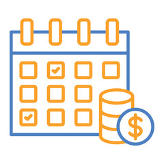Calendar Blue And Orange Line Icon