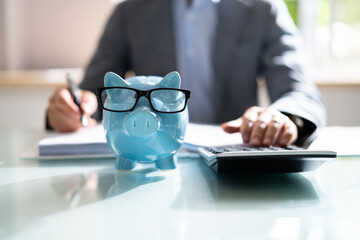Financial Advisor With Piggybank