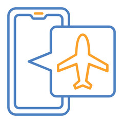 Airplane Mode Blue And Orange Line Icon