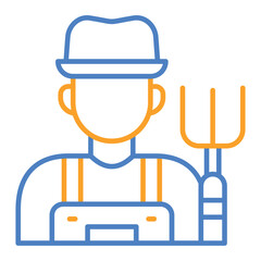 Farmer Blue And Orange Line Icon
