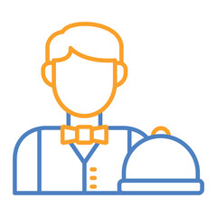 Waiter Blue And Orange Line Icon