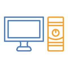 Computer Blue And Orange Line Icon