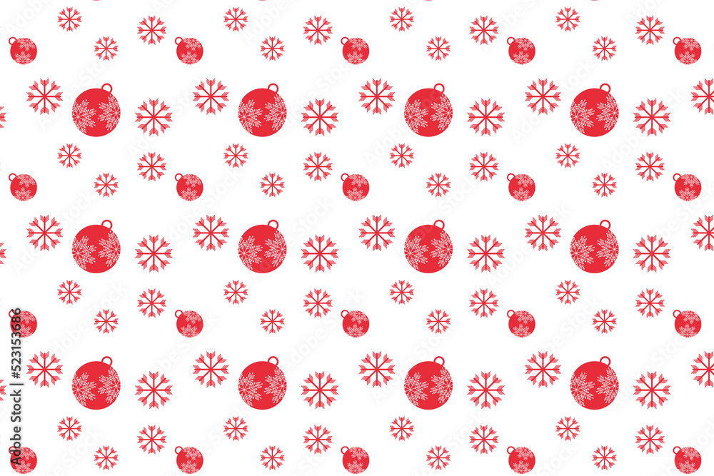 Poster christmas simple pattern decoration with snowflakes and decoration balls. christmas seamless pattern