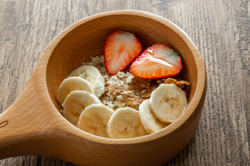 オートミール　健康食　Typical way to eat healthy food oatmeal