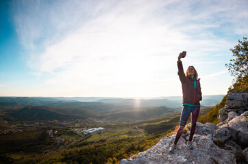 Fototapeta premium The girl takes a selfie