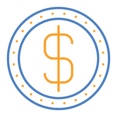 Dollar Blue And Orange Line Icon