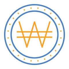 Won Blue And Orange Line Icon