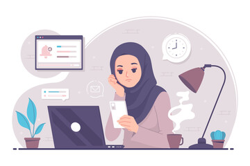 islamic women are bored and tired from work