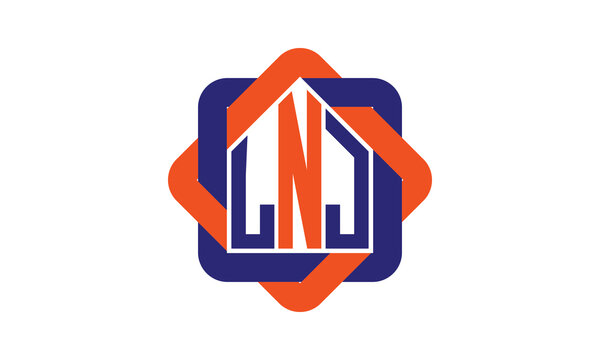 LNJ three letter real estate logo with home icon logo design vector template | construction logo | housing logo | engineering logo | initial letter logo | minimalist logo | property logo |