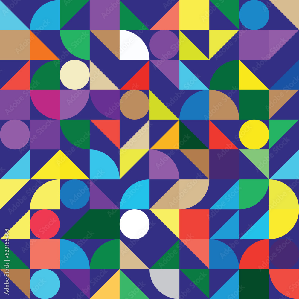 Leinwandbilder abstract color seamless geometric background with triangles and circles.