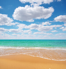 Sandy seashore at day.