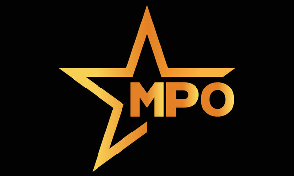 MPO golden luxury star icon three letter logo design vector template. royal logo | luxury logo | jewelry logo | premium logo | iconic logo | Victoria logo |