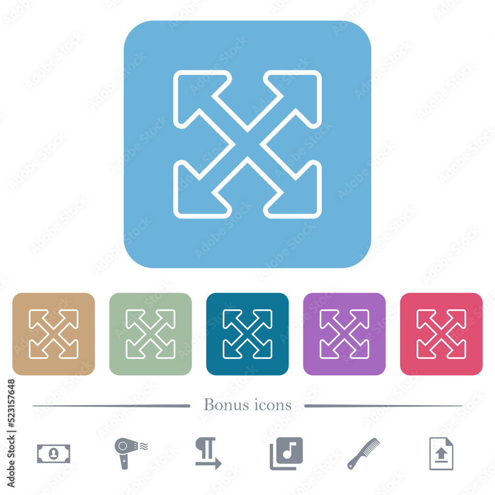 Poster resize full outline flat icons on color rounded square backgrounds