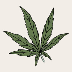 simplicity cannabis leaf freehand drawing.