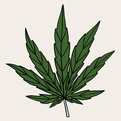 simplicity cannabis leaf freehand drawing.