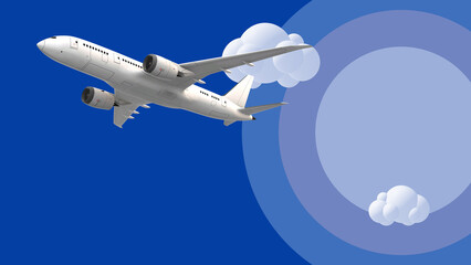 Airplane flying in a cloud travelling concept. 