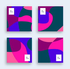 Abstract fluid colorful background set. Square post template collection.