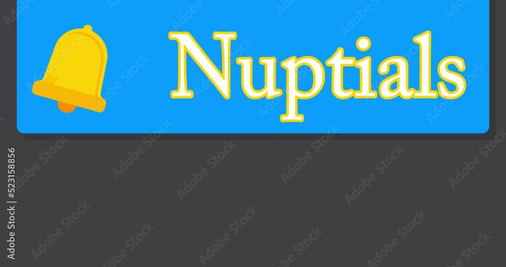 Poster nuptials text on notification bubble from portable information device screen. mobile app message, co