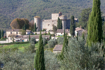  Castello di Meleto, 53013 Gaiole In Chianti SI. Veduta con il borgo
