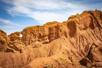 Fototapeta premium Fairytale canyon, Kyrgyzstan, Silk Road, Central Asia, red rocks, colourful