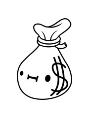 Comic Gesicht Geld Sack 