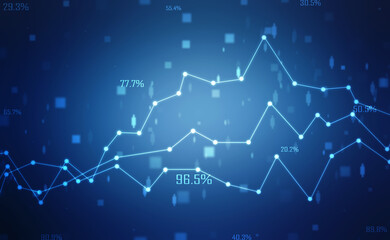 Business Growth graph on technology background, Futuristic raise arrow chart digital transformation abstract technology background. Big data and business growth currency stock and investment economy